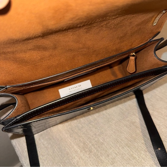 Coach Black Croc-Embossed Crossbody Bag - Picture 6 of 14